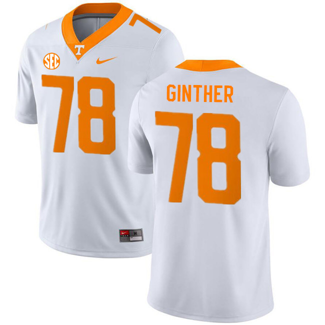 Men #78 Gage Ginther Tennessee Volunteers College Football Jerseys Stitched-White